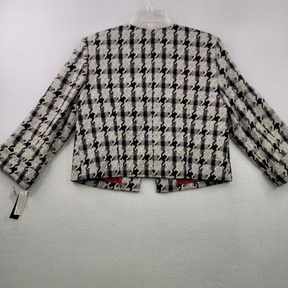 Larry Levine Womens Houndstooth Wool Blend Jacket Size 10 Black & White - Picture 12 of 12